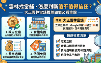 首頁 13 雲林找當舖怎麼選?雲林當舖推薦四個必看重點避開地雷業者|大正當舖